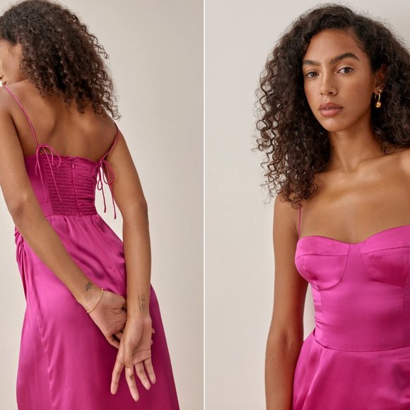 Reformation Marguerite Silk Dress Flambe Size 0 - Picture 2 of 9